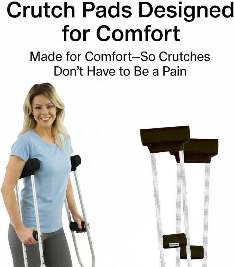 Crutcheze Premium Crutch Pad and Hand Grip Covers - Comfortable Washable Underarm Padding for Adult & Youth Crutches (Black) - Image 3
